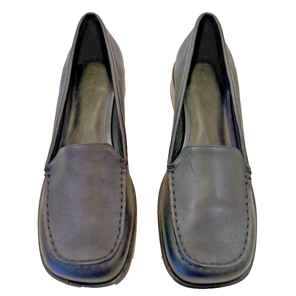 St. Agni Woven Leather Loafers Mules Women Size EU 39 US 8.5 Black Flats